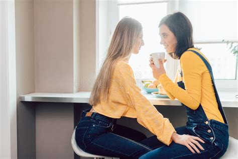 A Couple Of Lesbians Having Breakfast Enjoying The Morning Stock Image Image Of Beautiful