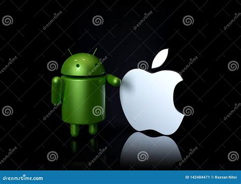 Android Vs Apple Ios Compared Logo Characters Editorial Photo