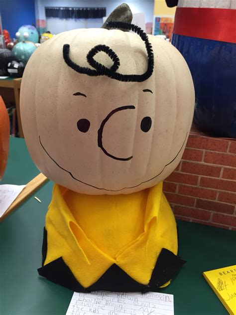 Charlie Brown Pumpkin Art Display After Choosing A Storybook Character