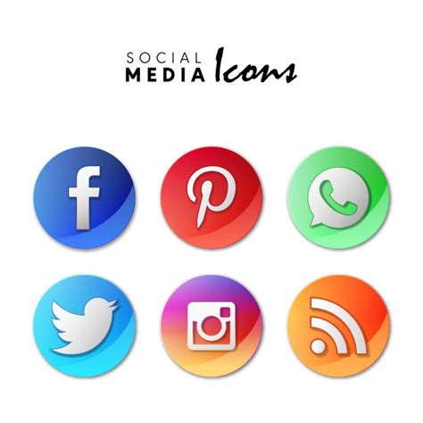 Free Vector 6 Popular Social Media Icons Set In 3d Circles