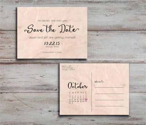 Vintage Paper Save The Date Card Or Postcard Printable At