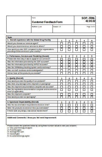 basic feedback forms   ms word excel