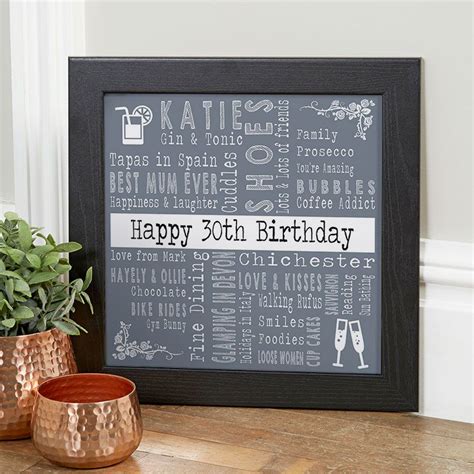 The best 30th birthday gifts include personal things such as books, travel items, gift codes etc. 30th Birthday Gift for Her of Favourite Things With Changeable Corners & Icons | Birthday gifts ...