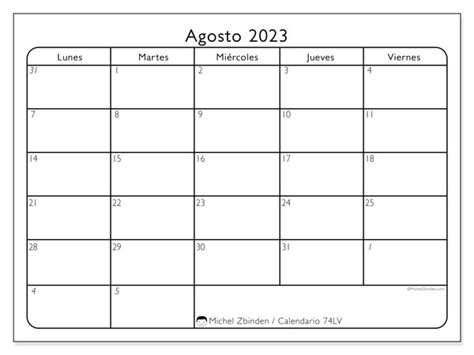 Calendario Agosto De 2023 Para Imprimir “49ld” Michel Zbinden Cl