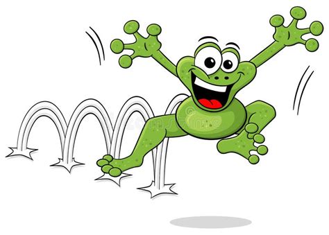 Jumping Cartoon Frog On White Stock Vector Illustration Of Jumper