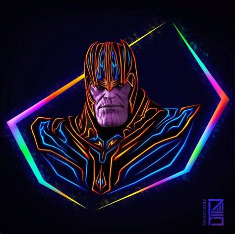 Avengers Neon Marvel Wallpaper Thanos Avengers Infinity War Neon Art