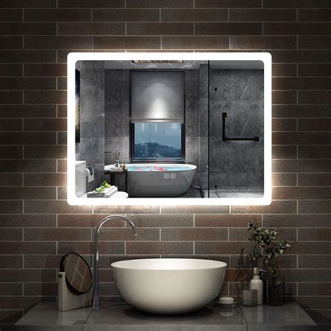 Bathroom Wall Mirror With 3 Led Lights Bluetooth Speakers 800x600 Mm Illuminated Wall Mounted