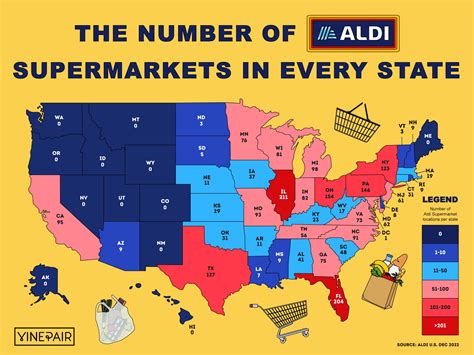 The Number of Aldi Supermarkets in Each State [MAP] | VinePair