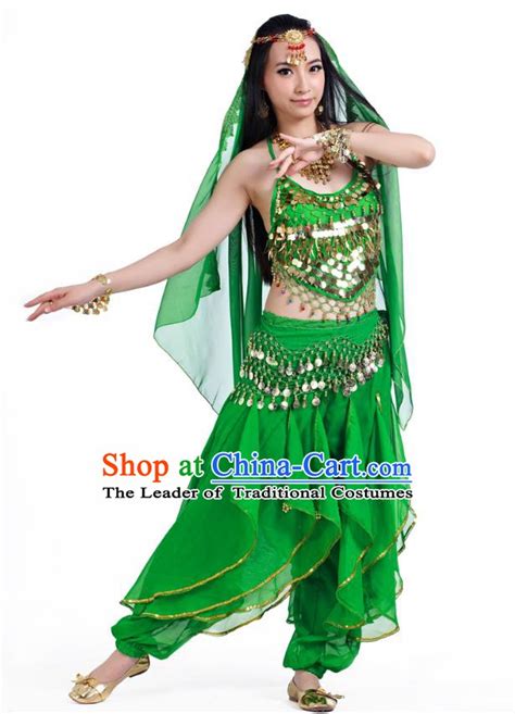Top Indian Belly Dance India Traditional Raks Sharki Green Dress