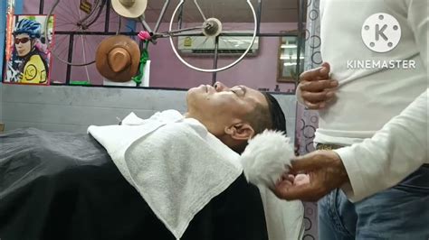 asmr💈 shave โกนหนวดด้วยผ้าอุ่น ผ้าเย็น traditional hot towel wet shave peran barber