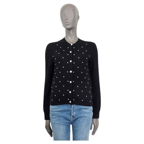 Chanel Black Mohair And Cashmere 2014 Pearl Cardigan Sweater 38 S For