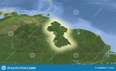 Guyana Satellite Glow Stock Illustration Illustration Of Geography