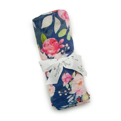 Loulou Lollipop Floral Print Baby Quilt Swaddle In Blue