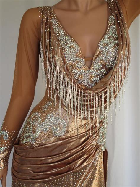 Rose Gold Latin Ballroom Dance Dress In 2020 Dance Dresses Ballroom Dancing Dresses Latin