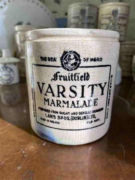 Fruitfield Varsity Marmalade 1 Chubby C Late 1800s Irish Antique