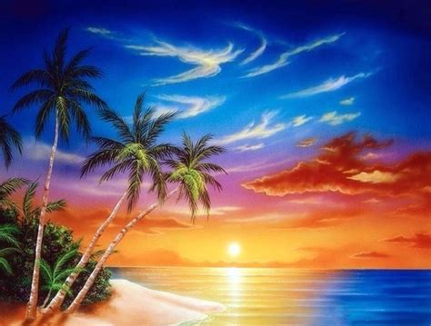 Tropical Island Sunset Wallpaper Wallpapersafari