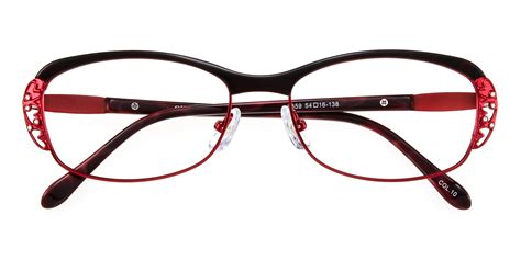 Women S Oval Eyeglasses Full Frame Plastic Red Ft0229