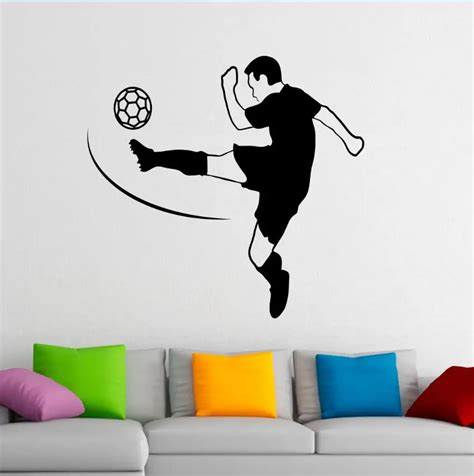 Football Vinyl Wall Art Mural Soccer Player Wall Decal Removable Home