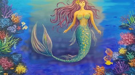 Inspiring, awesome, and speculative is the name of the game. 1:35:59 MERMAID Acrylic Painting Tutorial (Coral Reef Part ...