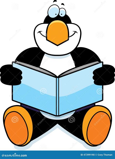 Cartoon Penguin Reading Stock Vector Image 47399190