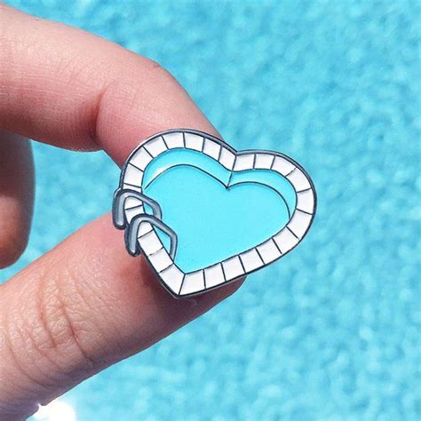 Heart Shaped Pool Enamel Pin Etsy Enamel Pins Pin And Patches