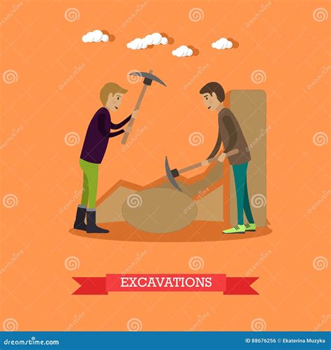 Archaeological Excavations Concept Vector Illustration In Flat Style