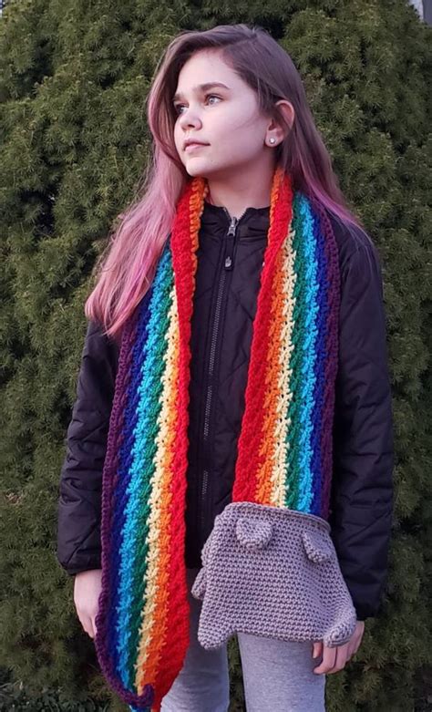 Rainbow Cat Barf Scarf Nyan Cat Crochet Made To Order Etsy