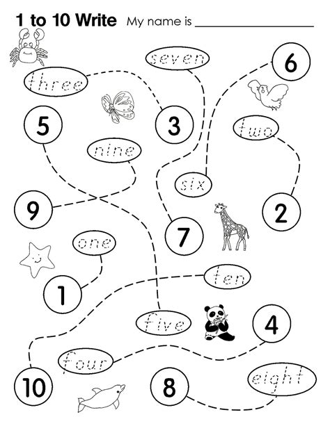 Numbers 1-10 Worksheets English