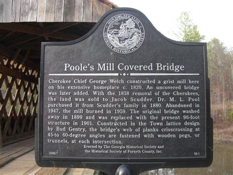 Pooles Mill Covered Bridge Historic Marker Located Off Ga Flickr