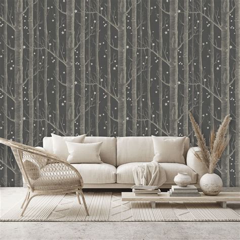 Woods And Stars Wallpaper Charcoal By Cole And Son 10311053