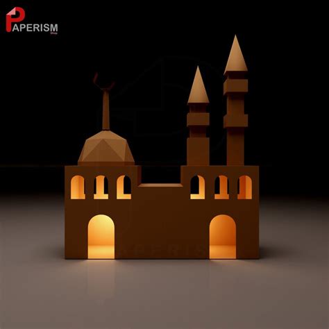 3d Mosque Model Printable Ramadan Decor Islamic Papercraft Etsy