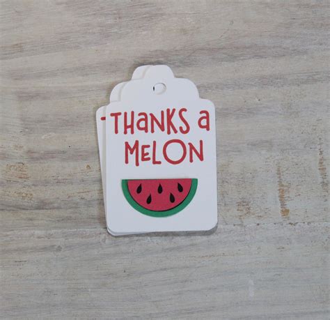 Thanks A Melon Favor Tags Set Of 12 Watermelon T Tags One Etsy