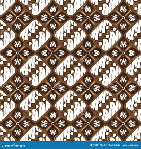 Modern Motifs On Batik Jogja Design With Simple White Brown Color Stock