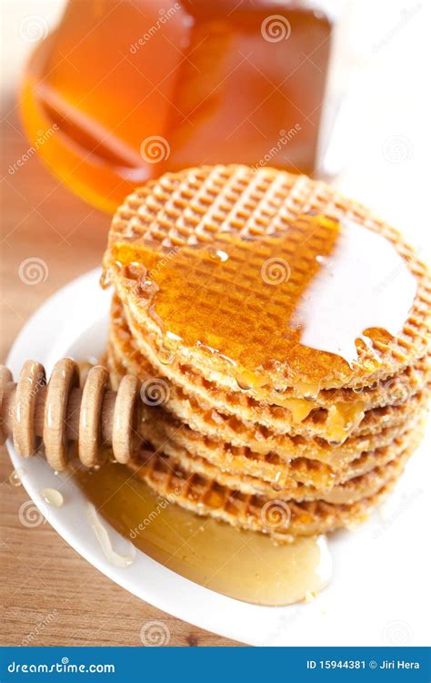 Waffle With Honey Stock Image Image Of Hazelnut Delicious 15944381