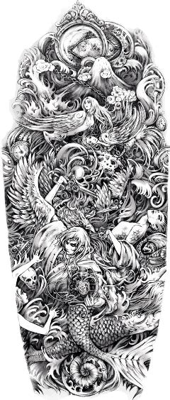 We offer you for free download top of png tattoo sleeve pictures. Download Transparent Tattoo Freetoedit - Full Tattoo Sleeve Drawings - PNGkit