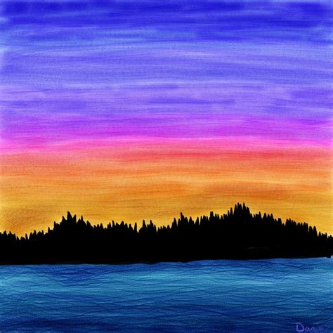 Sunset On The Inlet Sunrise Painting Sunset Painting Landscape