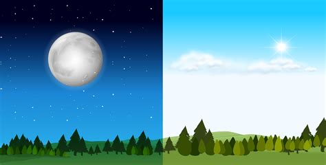 Day Time And Night Time Scene 295669 Vector Art At Vecteezy