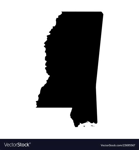 Mississippi State Of Usa Solid Black Silhouette Vector Image