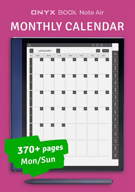 Download Monthly Calendar 2023 2028 Pdf For Onyx Boox Note Air