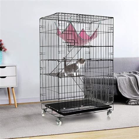 Luxury 3 Tier Cat Ferret Cage Portable Cat Home Fold Pet Cat Cage