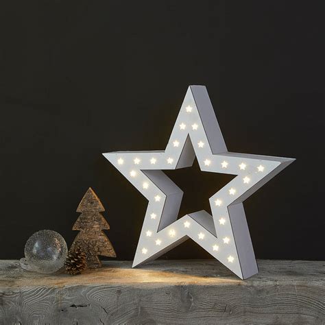 Wooden White Star Light By Primrose And Plum