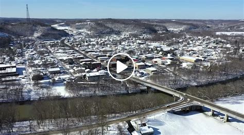 Aerial View Over Louisa Kentucky After The First White Christmas In 10