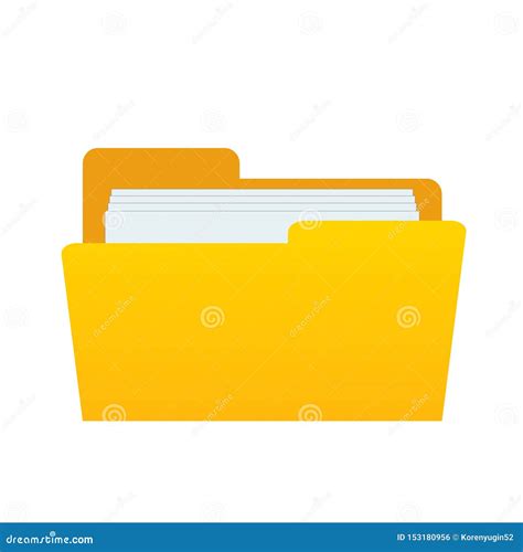 Web Computer Yellow Folder With Documents Files For Design On White