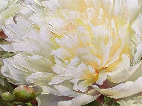 White Peony Painting Large Peonies Canvas Art Flowers Oil Etsy