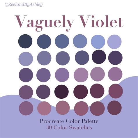 violet purple procreate color palette 30 swatches instant download etsy color palette