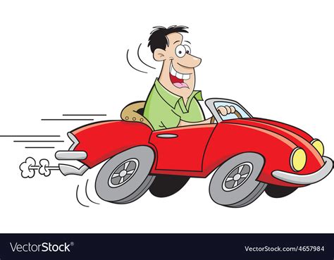 Cartoon Man Driving A Car Royalty Free Vector Image