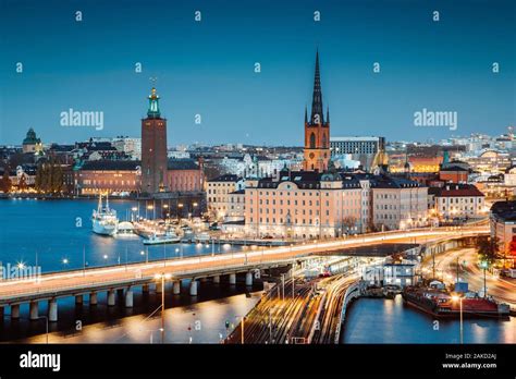 Panoramic View Of Stockholm City Center With Famous Riddarholmen In