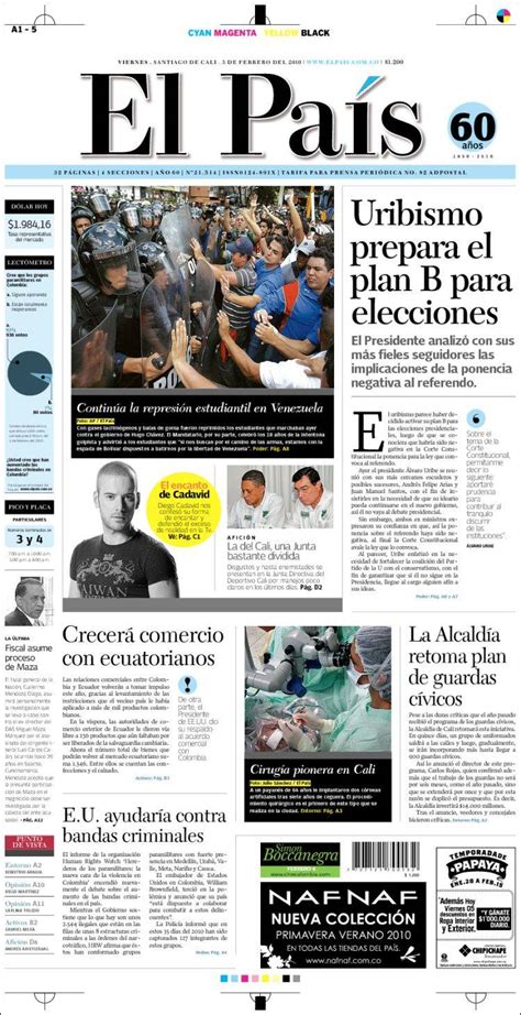 Periódico El País Cali Colombia Periódicos de Colombia Edición de