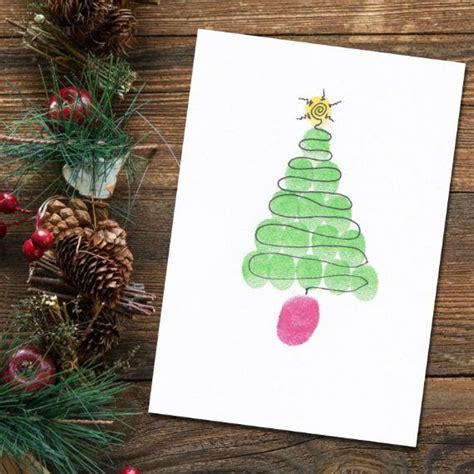 Fingerprint Art Christmas Tree Christmas Card Conscious Crafties