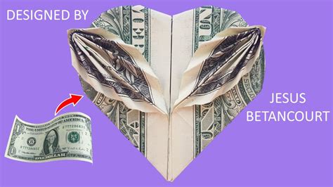 Dollar Origami Heart With 2 Leaf On It Instructions Dollar Origami